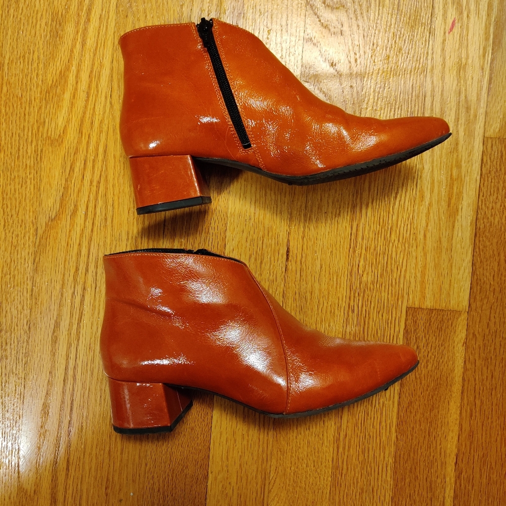 Orangish Patnent Leather Eric Michael Ankle Boots Size 39